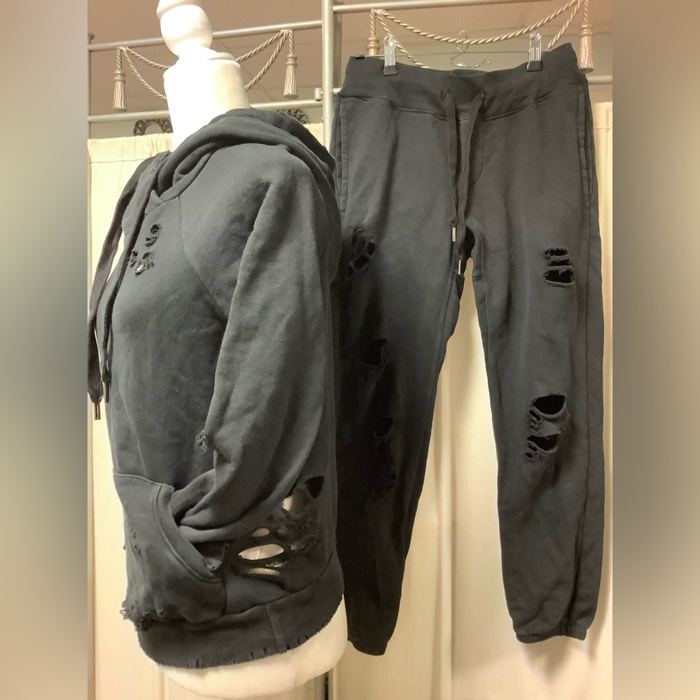 NSF Sayde Distressed Sweatpants Joggers 28 x 26 Hoodie Sweatsuit - Picture 3 of 14